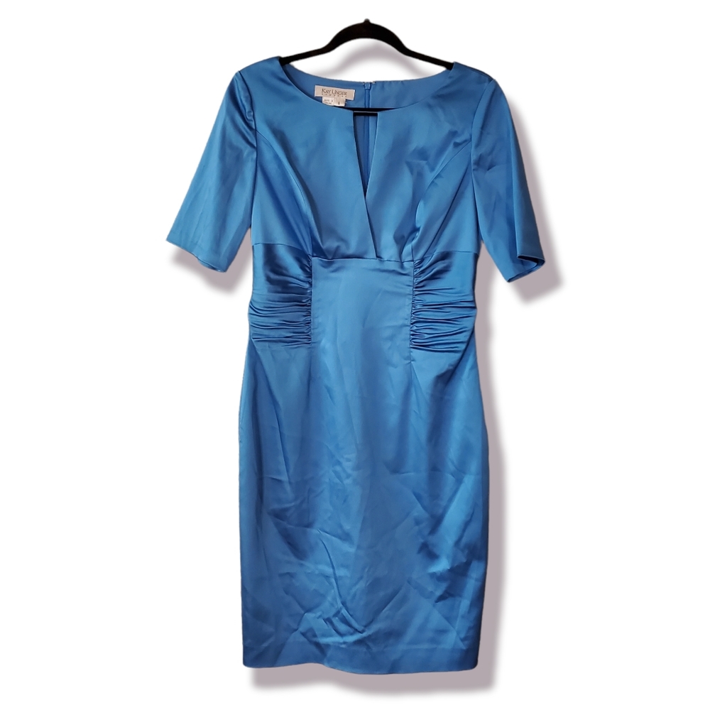 Kay Unger Blue Satin Dress